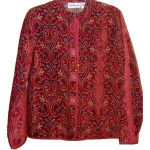 NWT VINTAGE FLASHBACK Womens S Y2K Tapestry Boho Hippie Blazer Jacket Red Print